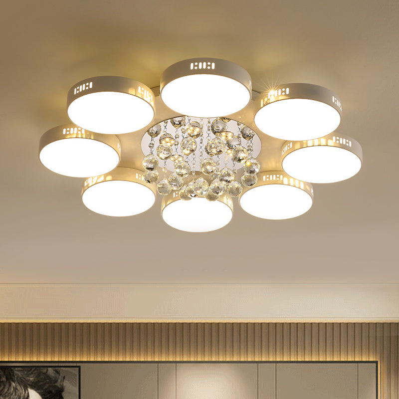 Contemporary LED Flush Mount Ceiling Lamp in White - 22"/31.5" Circular Crystal Orb Design for Bedrooms