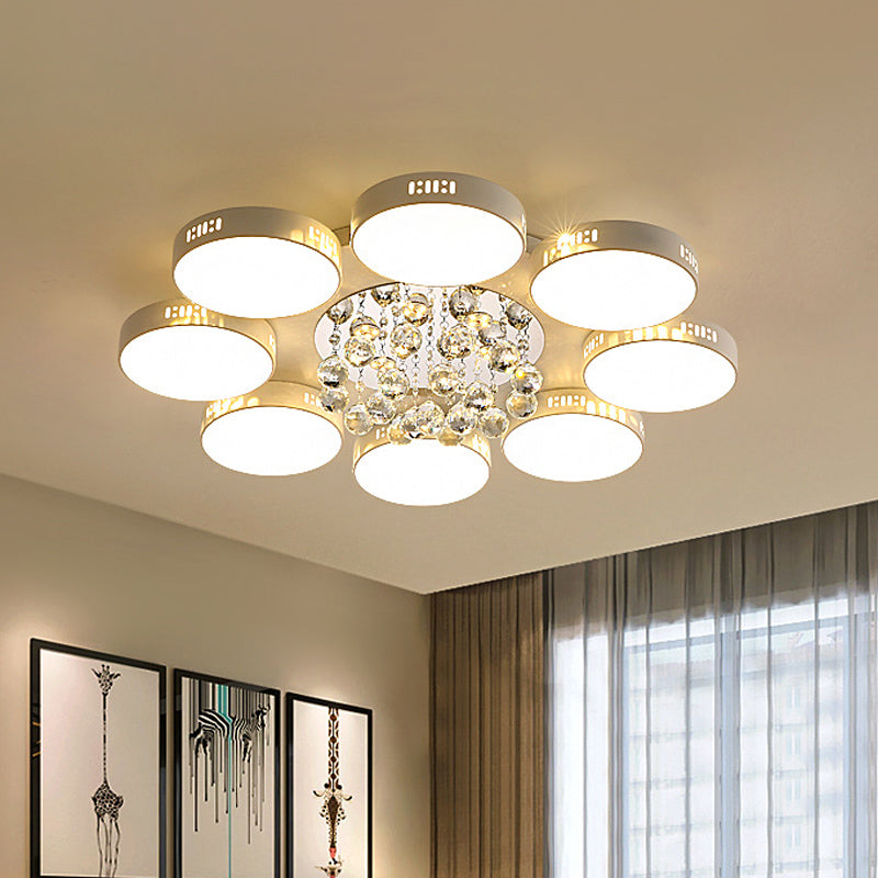 Contemporary LED Flush Mount Ceiling Lamp in White - 22"/31.5" Circular Crystal Orb Design for Bedrooms