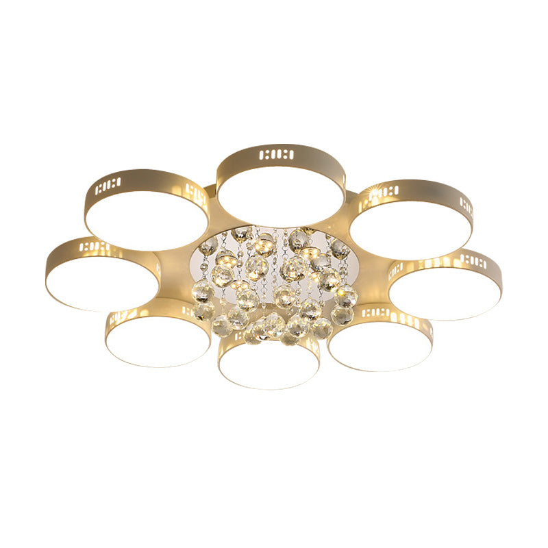 Contemporary LED Flush Mount Ceiling Lamp in White - 22"/31.5" Circular Crystal Orb Design for Bedrooms