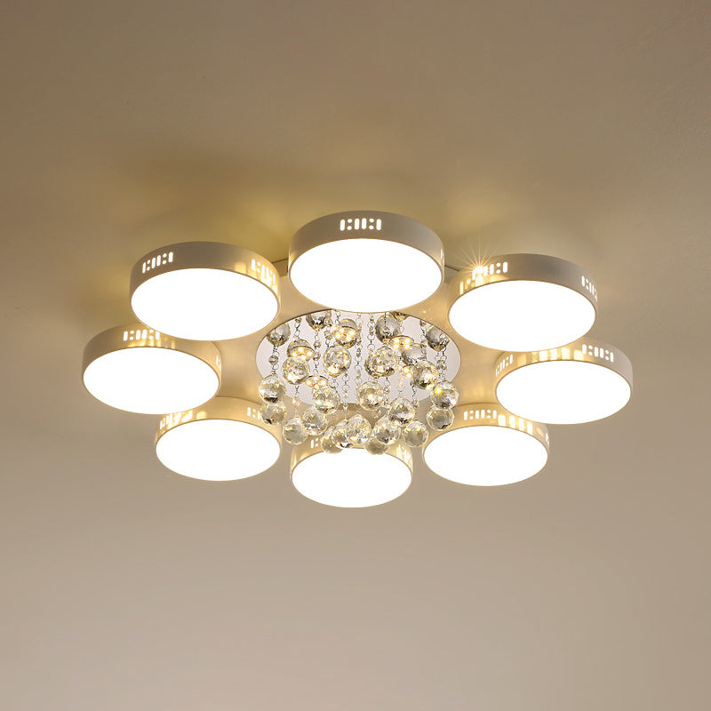 Contemporary LED Flush Mount Ceiling Lamp in White - 22"/31.5" Circular Crystal Orb Design for Bedrooms
