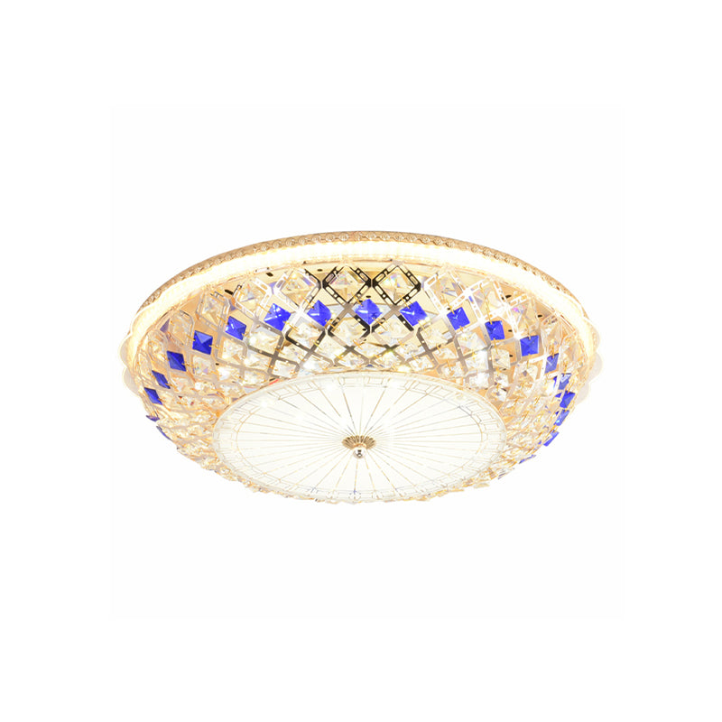 Modern LED Gold Crystal Prism Ceiling Light for Bedroom - Flush Mount Fixture
