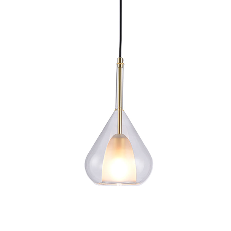 Gold Waterdrop Glass Shade Bedroom Pendant Lamp with Simple Hanging Design + 1 Light