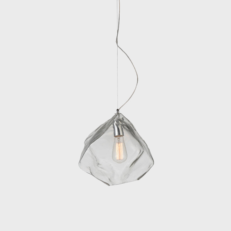 Modern Clear Glass Stone-Shaped Suspension Light