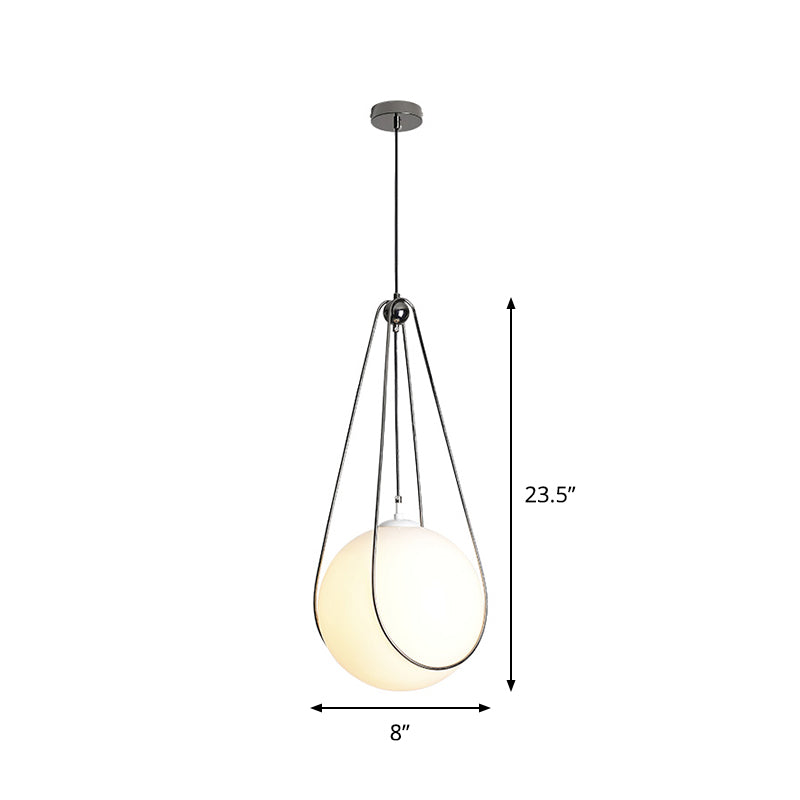 Suspension moderne en verre blanc avec cadre en fer en forme de larme - Kit de lampe suspendue pour restaurant