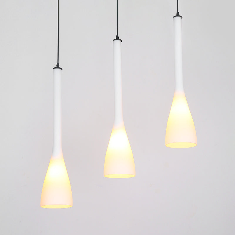 Minimalist White Glass 3-Light Pendant Ceiling Lamp for Modern Restaurants
