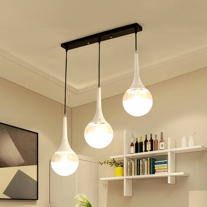 Contemporary Waterdrop Pendant Lamp with Dual-toned Glass Shades - 3 Bulbs Included