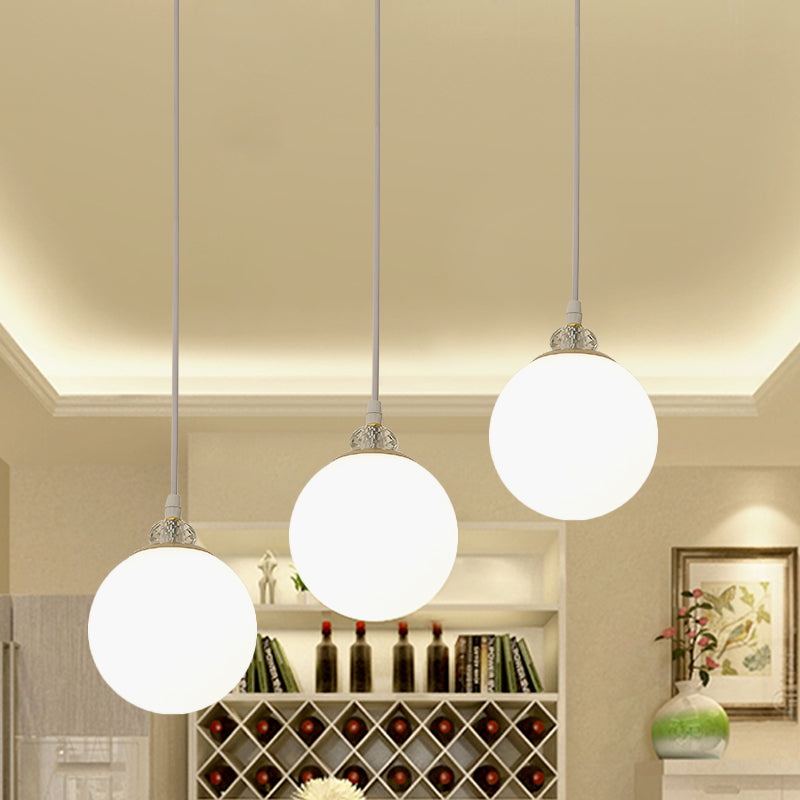 Waterdrop Pendant Light With Clear And Opal Glass Shades - 3-Bulb Hanging Lamp In White/Black White