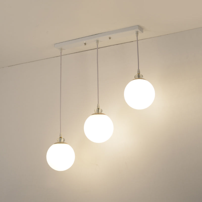 Waterdrop Pendant Light With Clear And Opal Glass Shades - 3-Bulb Hanging Lamp In White/Black