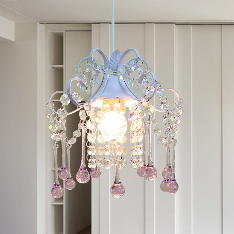 Plafonnier suspendu en cristal taillé à la main - Cascade Restaurant - Design minimaliste - Éclairage vers le bas bleu/rose