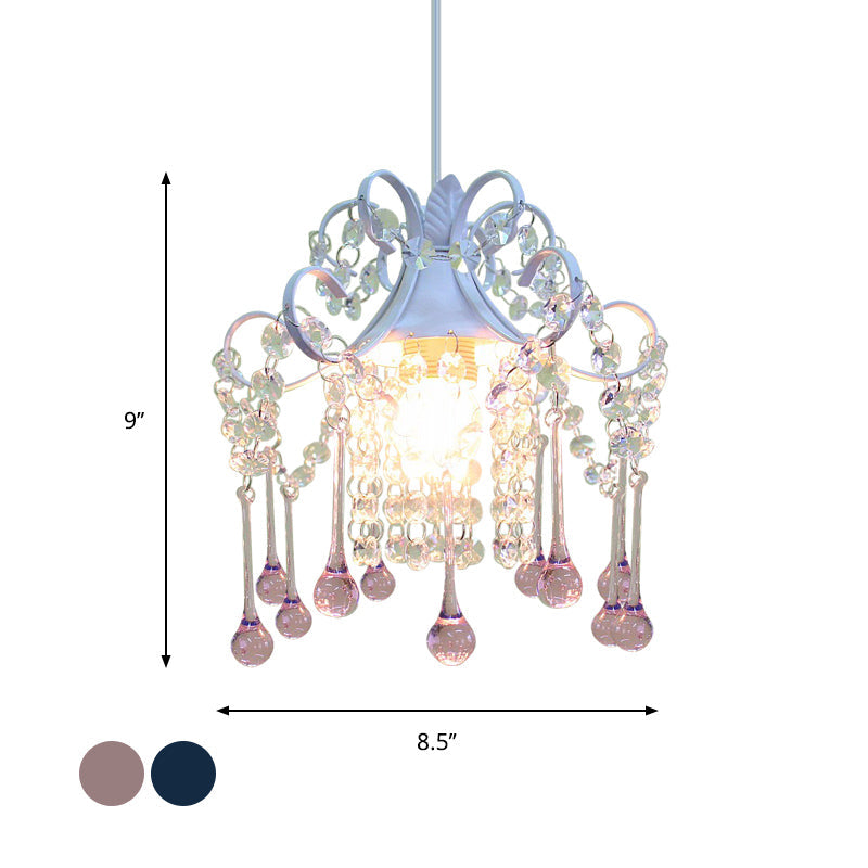 Plafonnier suspendu en cristal taillé à la main - Cascade Restaurant - Design minimaliste - Éclairage vers le bas bleu/rose