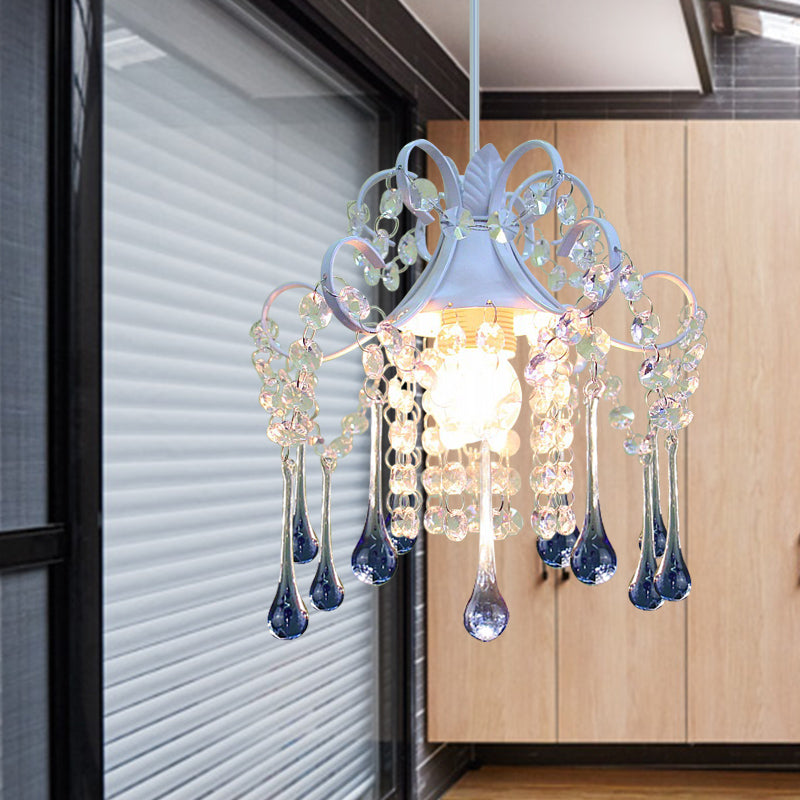 Plafonnier suspendu en cristal taillé à la main - Cascade Restaurant - Design minimaliste - Éclairage vers le bas bleu/rose