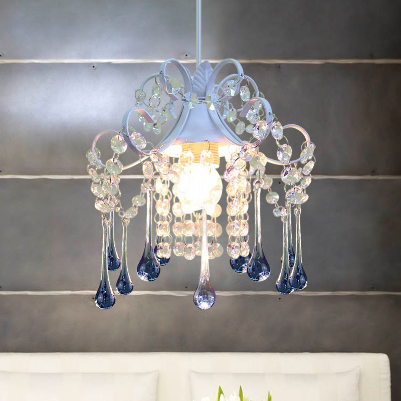 Plafonnier suspendu en cristal taillé à la main - Cascade Restaurant - Design minimaliste - Éclairage vers le bas bleu/rose