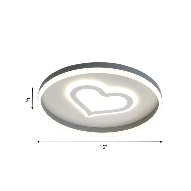 Plafonnier LED en acrylique gris : plafonnier circulaire moderne avec motif papillon/cœur aimanté pour chambres à coucher