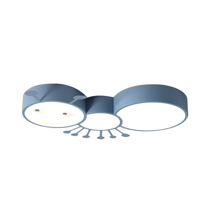 Kids Room Macaroon Themed Led Ceiling Light Fixture In White/Pink/Blue