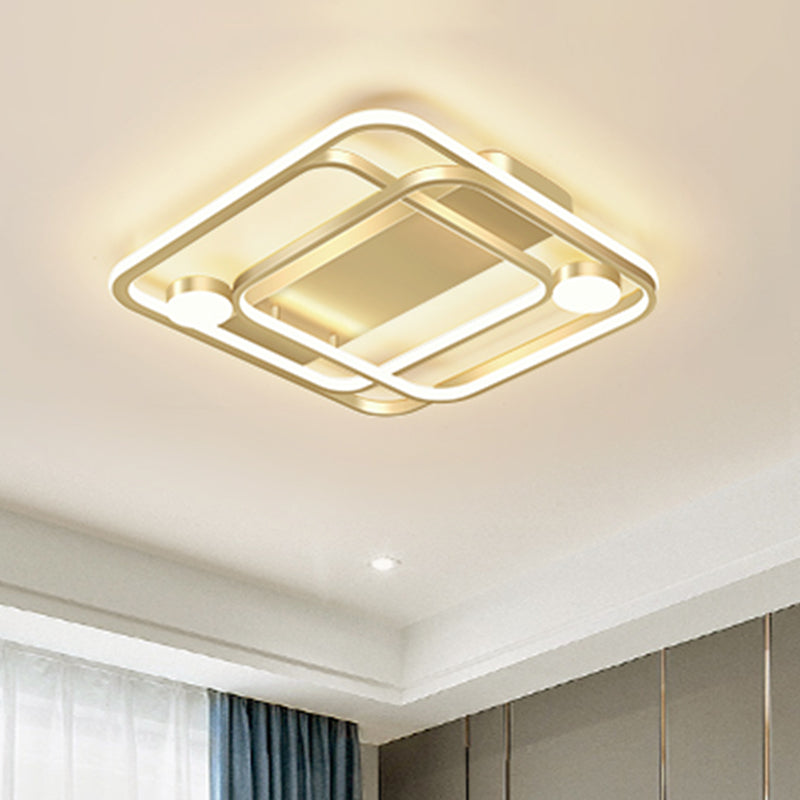Minimal LED Gold Flush Mounted Acrylic Bedroom Light Fixture in White/Warm Light