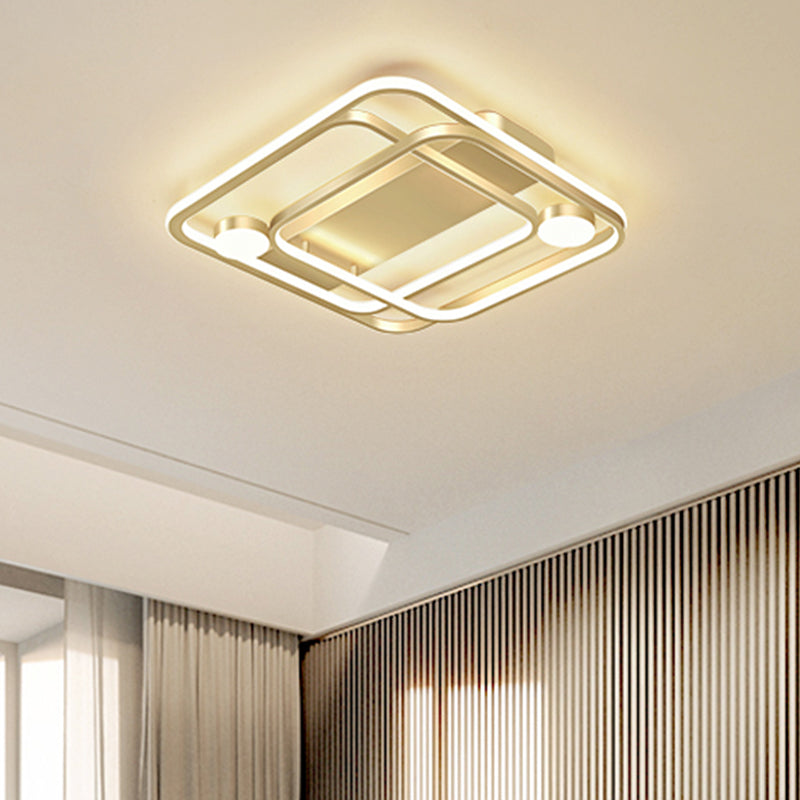 Minimal LED Gold Flush Mounted Acrylic Bedroom Light Fixture in White/Warm Light