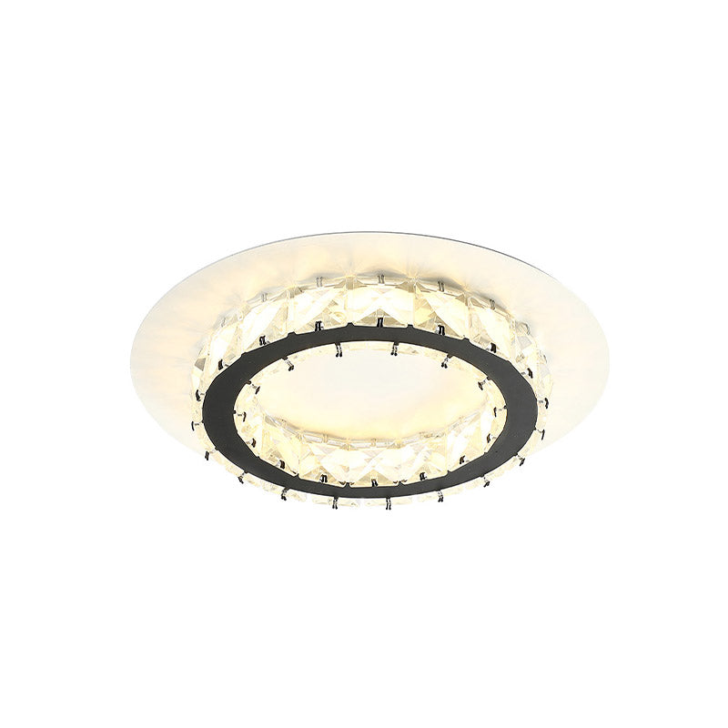 Minimalist K9 Crystal Ceiling Light with Warm/White LED Flush Mount for Circular Corridors