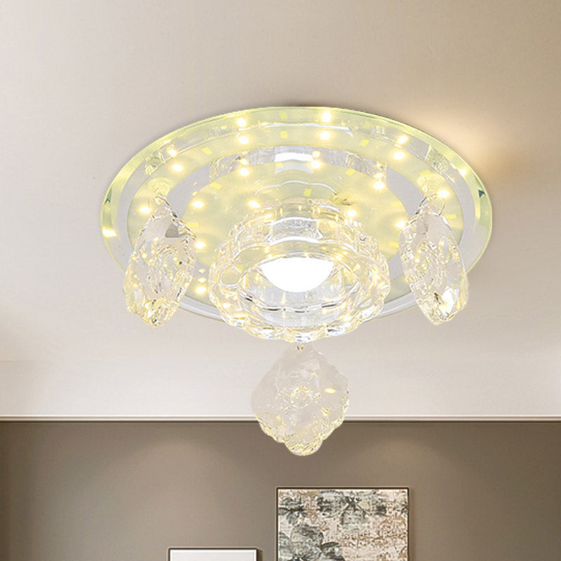 Clear Crystal LED Ceiling Light for Modernist Foyer - Flush Mount Fixture