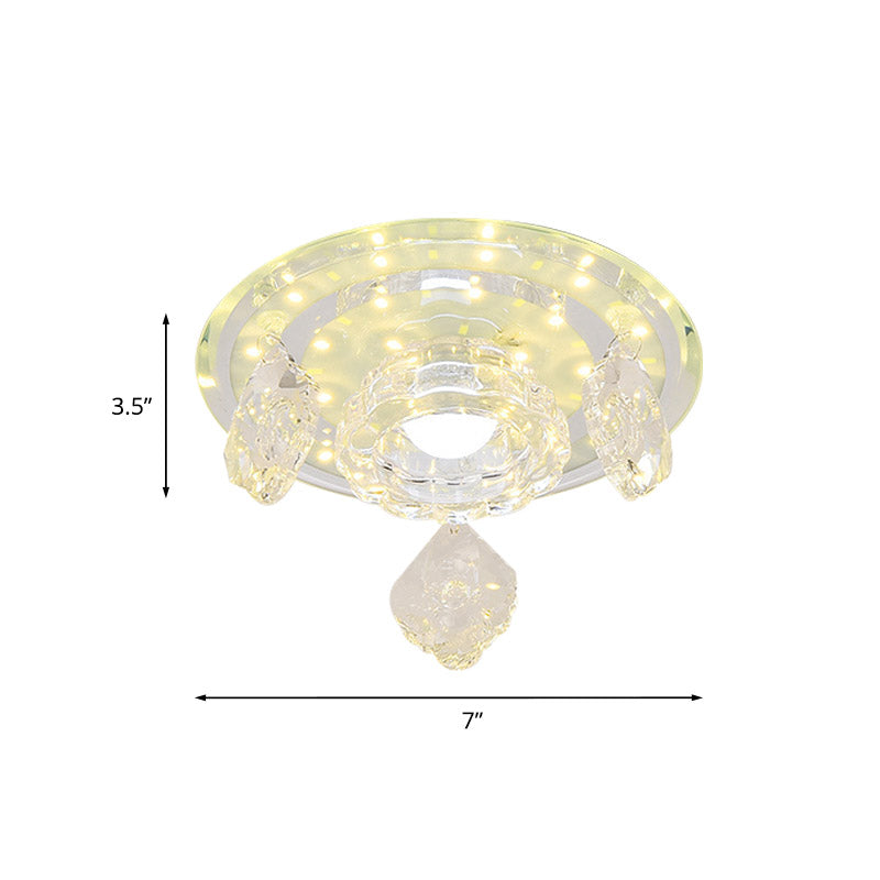 Clear Crystal LED Ceiling Light for Modernist Foyer - Flush Mount Fixture