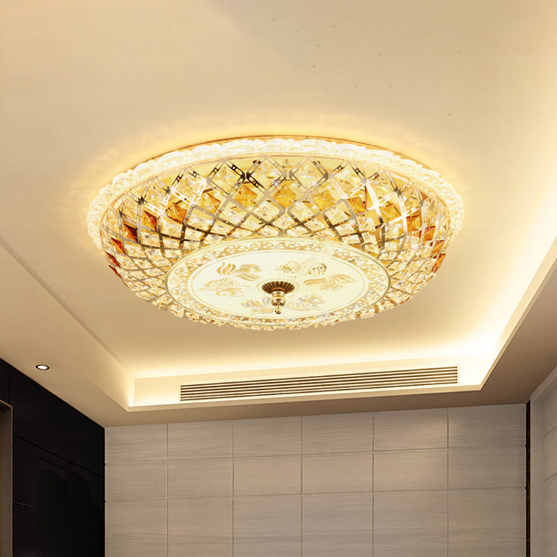 Modern Gold Crystal LED Bedroom Ceiling Flush Mount Lamp