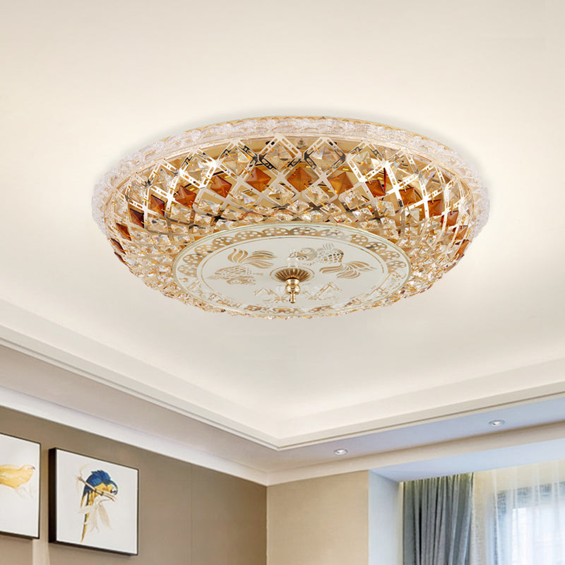 Modern Gold Crystal LED Bedroom Ceiling Flush Mount Lamp