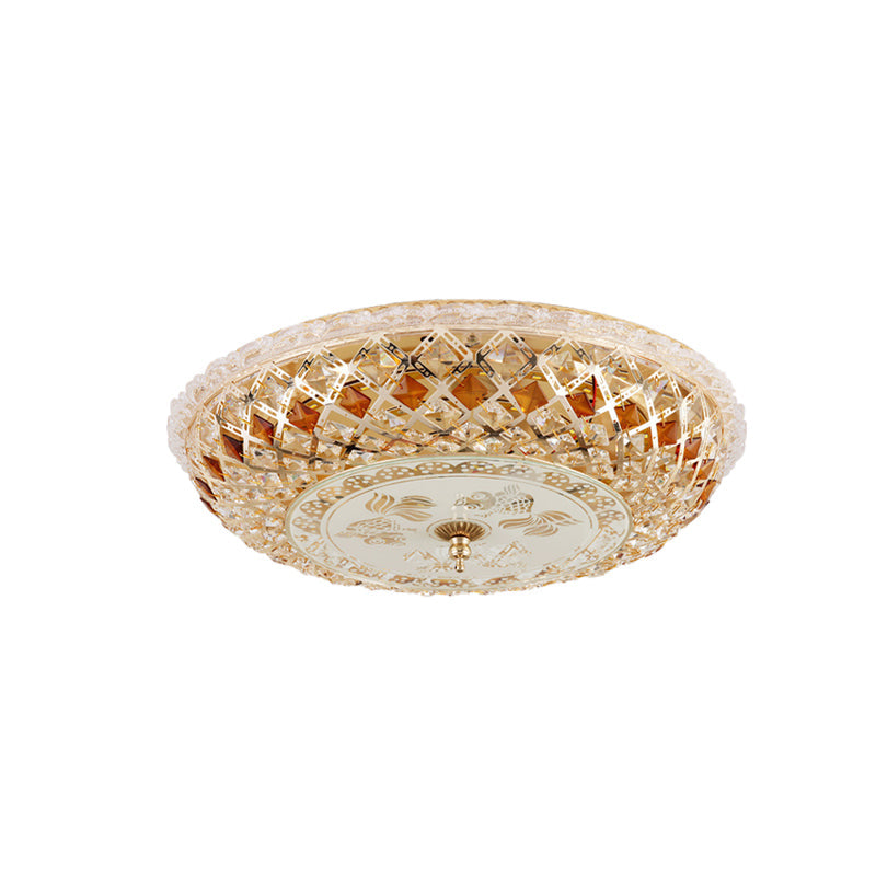 Modern Gold Crystal LED Bedroom Ceiling Flush Mount Lamp