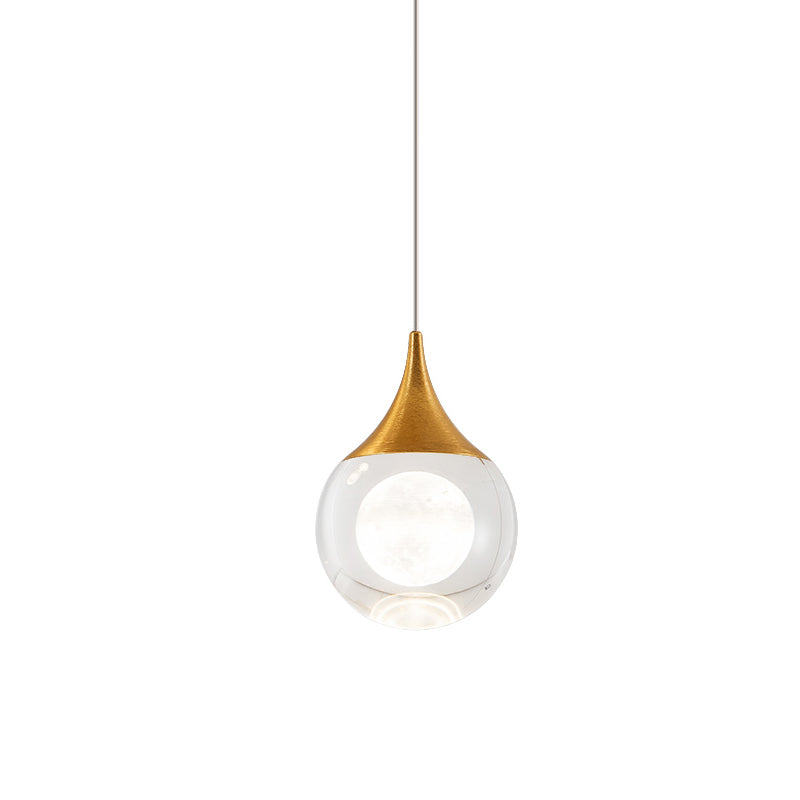 Gold Minimalist Crystal Led Pendant Light For Bedroom