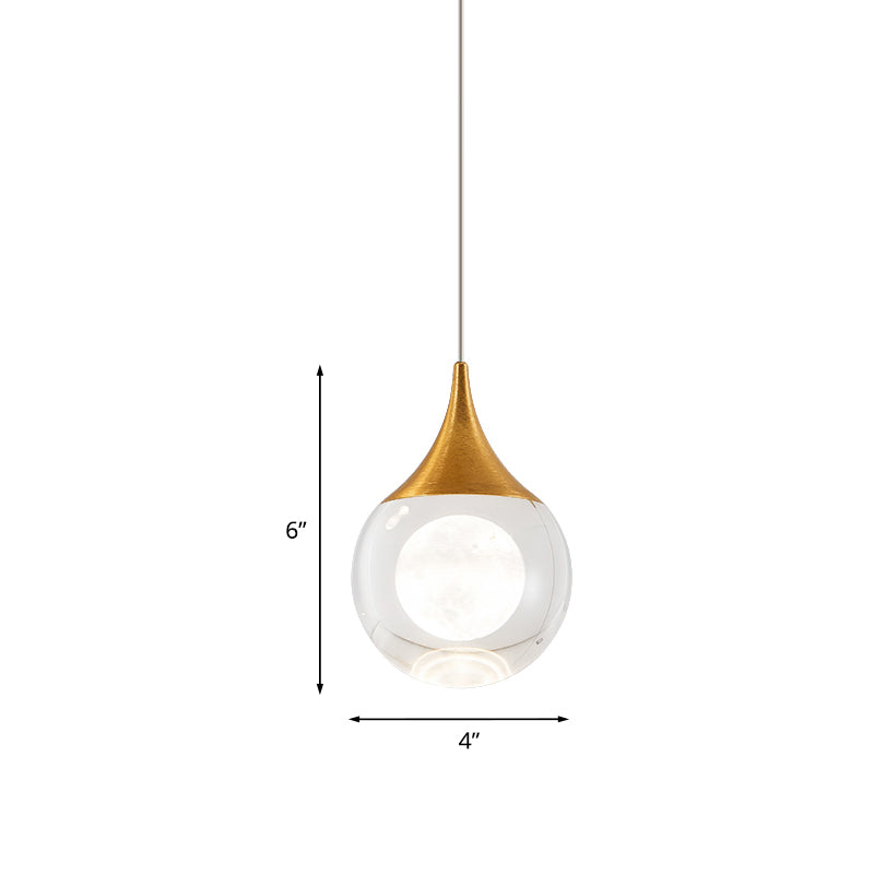 Gold Minimalist Crystal Led Pendant Light For Bedroom