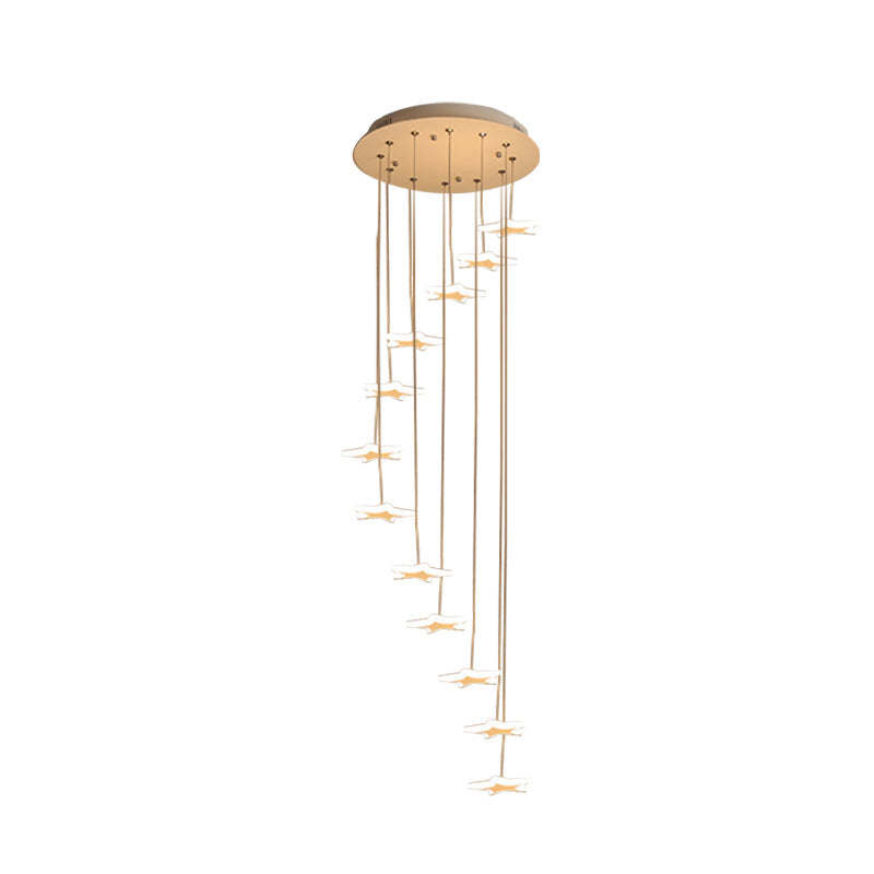 Nordic Acrylic Spiral Star Cluster Pendant Light - 12/18 Heads White Suspension Lighting For