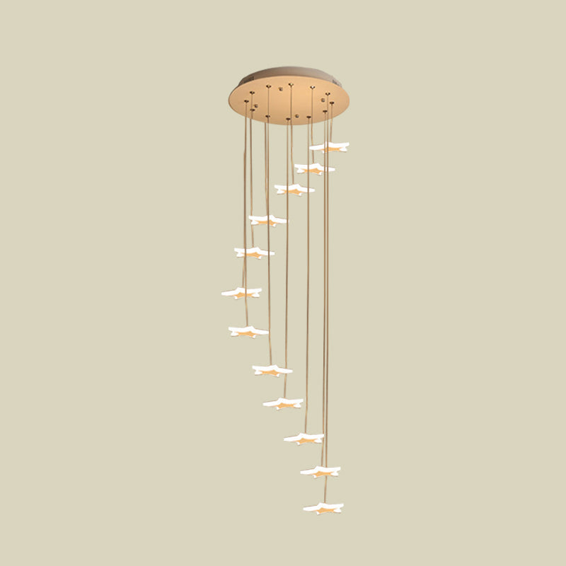 Nordic Acrylic Spiral Star Cluster Pendant Light - 12/18 Heads White Suspension Lighting For