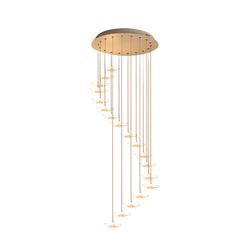 Nordic Acrylic Spiral Star Cluster Pendant Light - 12/18 Heads White Suspension Lighting For