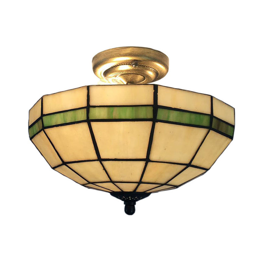 Luminaire d'intérieur semi-encastré en verre beige pour salon - Style traditionnel