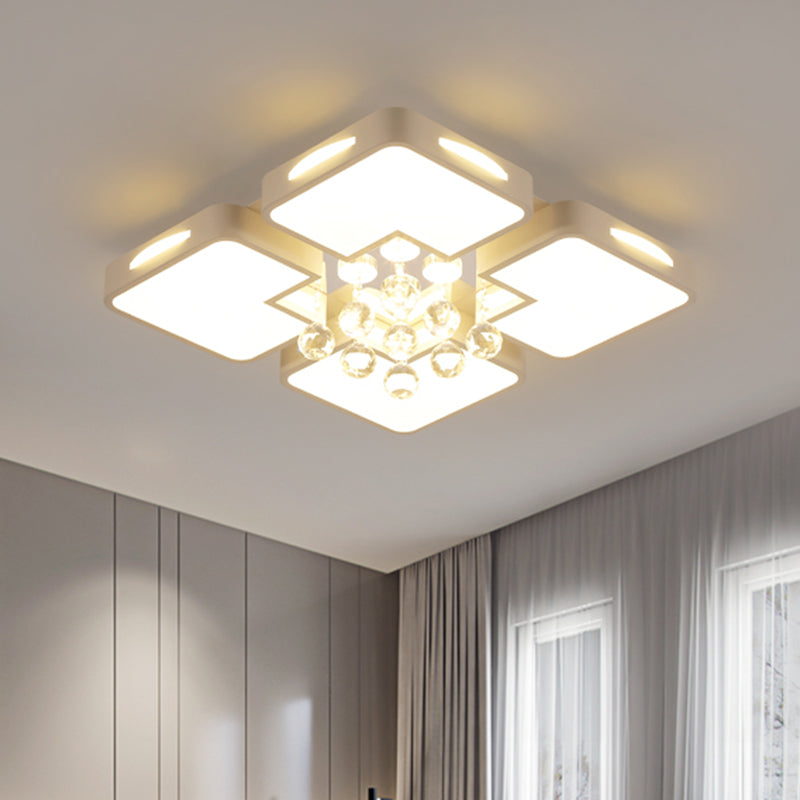 Minimalist Crystal Ball LED Ceiling Lamp - Acrylic White Flush Mount Light