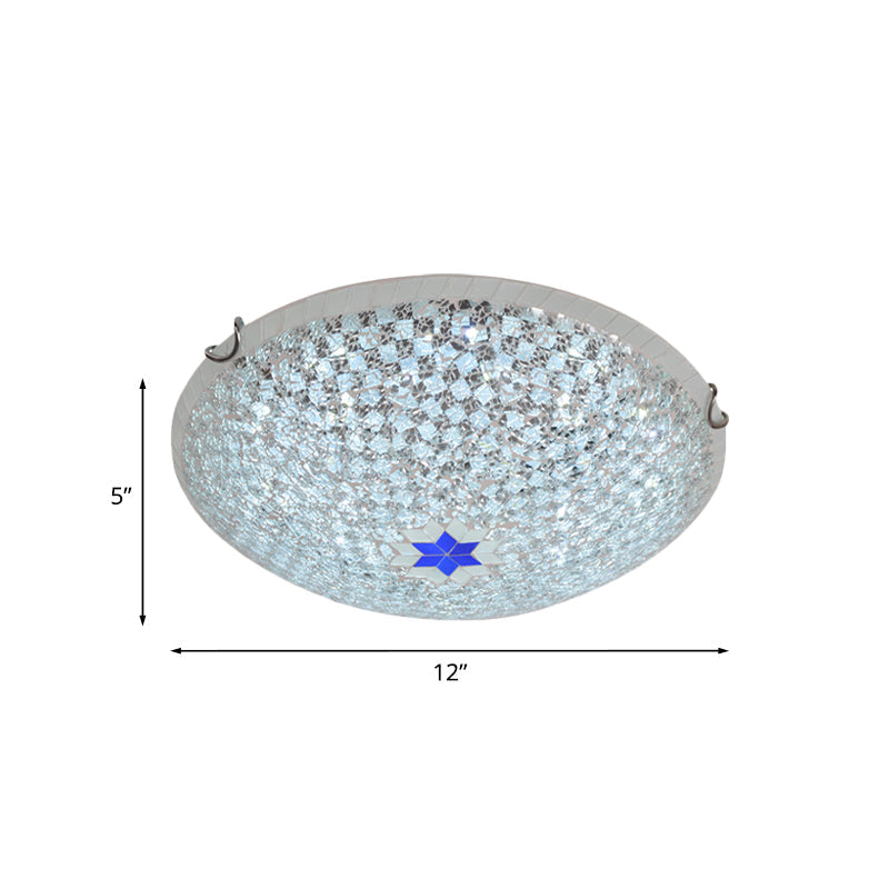 Mediterranean Clear Crackle Glass Flushmount Lighting, Checkered Basket Design, 2/3-Head, 12"/16" Width
