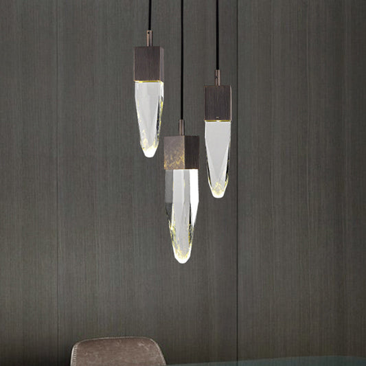Modern Crystal Ceiling Light with Ice Block Design - Black Finish