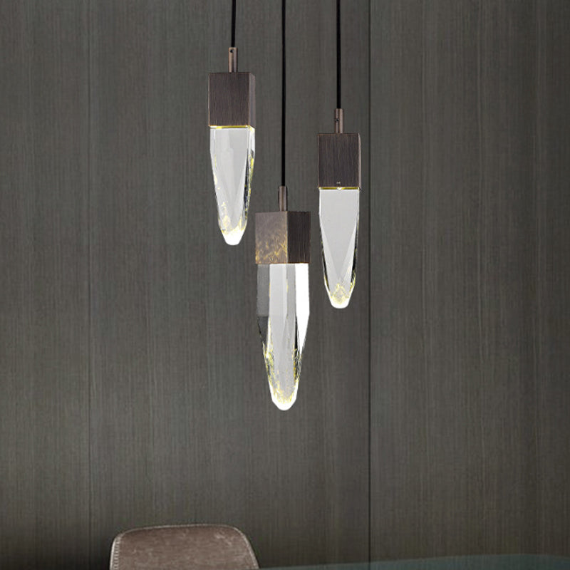 Modern Black Crystal Ceiling Light With Ice Block Design - Perfect For Living Room Suspensions