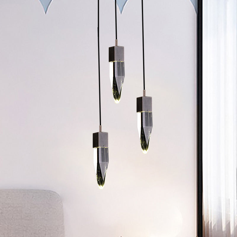 Modern Black Crystal Ceiling Light With Ice Block Design - Perfect For Living Room Suspensions