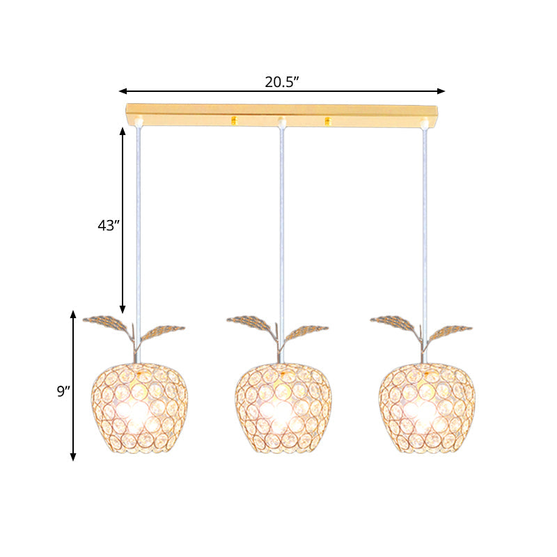 Modern Crystal Cluster Pendant With Apple-Like Design - Gold Finish