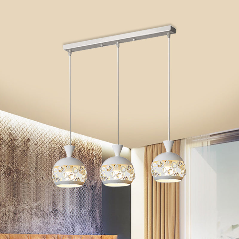 Modern Crystal Domed Pendant Lamp with 3 White Heads – Multi Ceiling Light