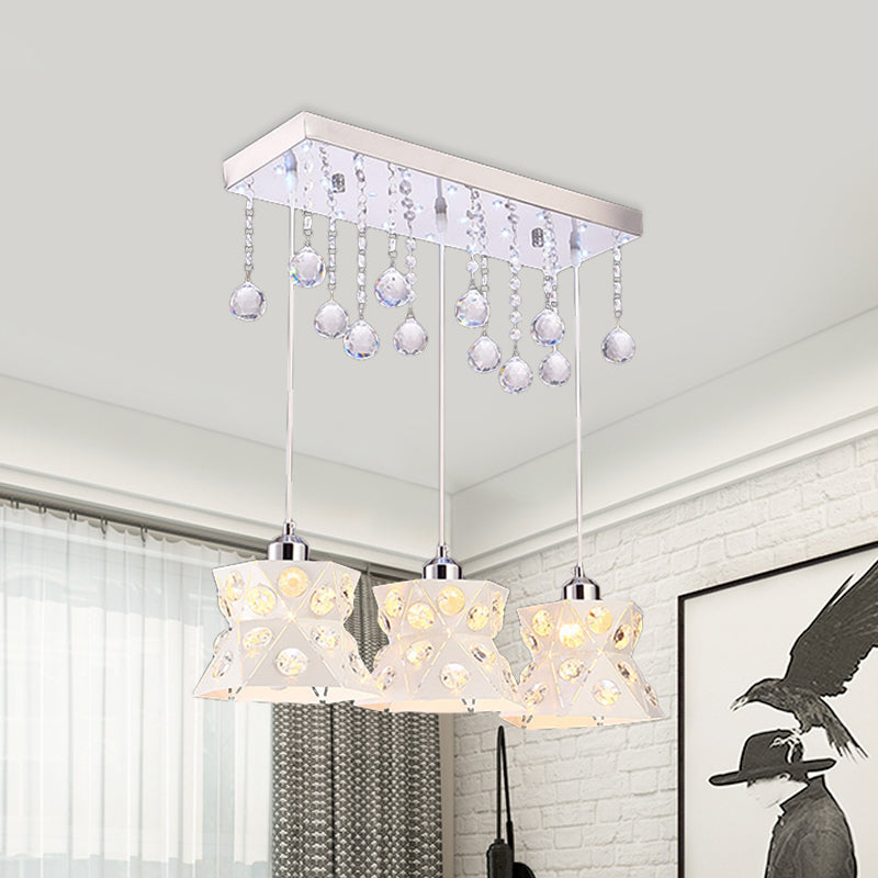 Lampe à suspension moderne en fer blanc à 3 ampoules pour restaurant Hourglass