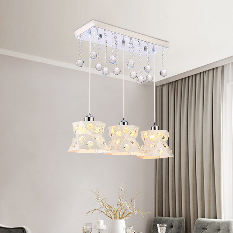 Lampe à suspension moderne en fer blanc à 3 ampoules pour restaurant Hourglass