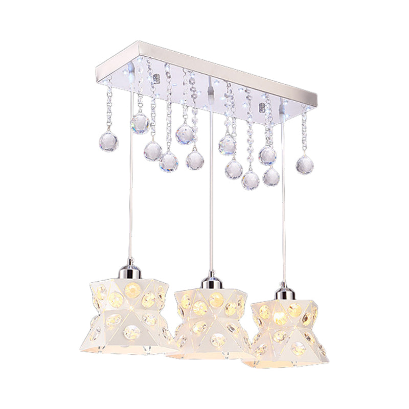 Lampe à suspension moderne en fer blanc à 3 ampoules pour restaurant Hourglass