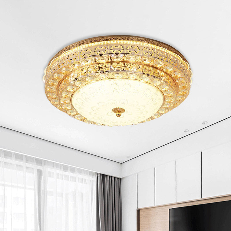 Gold Modernist Crystal Flushmount LED Bedroom Ceiling Light - 2-Tier Circle Design"

or

"2-Tier Circle Flushmount Crystal LED Ceiling Light - Modernist Gold Fixture for Bedroom