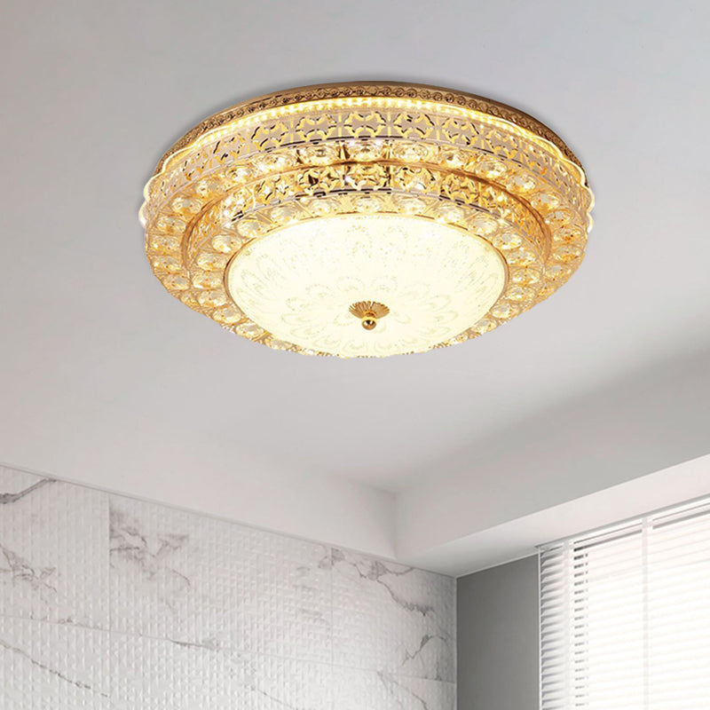 Gold Modernist Crystal Flushmount LED Bedroom Ceiling Light - 2-Tier Circle Design"

or

"2-Tier Circle Flushmount Crystal LED Ceiling Light - Modernist Gold Fixture for Bedroom