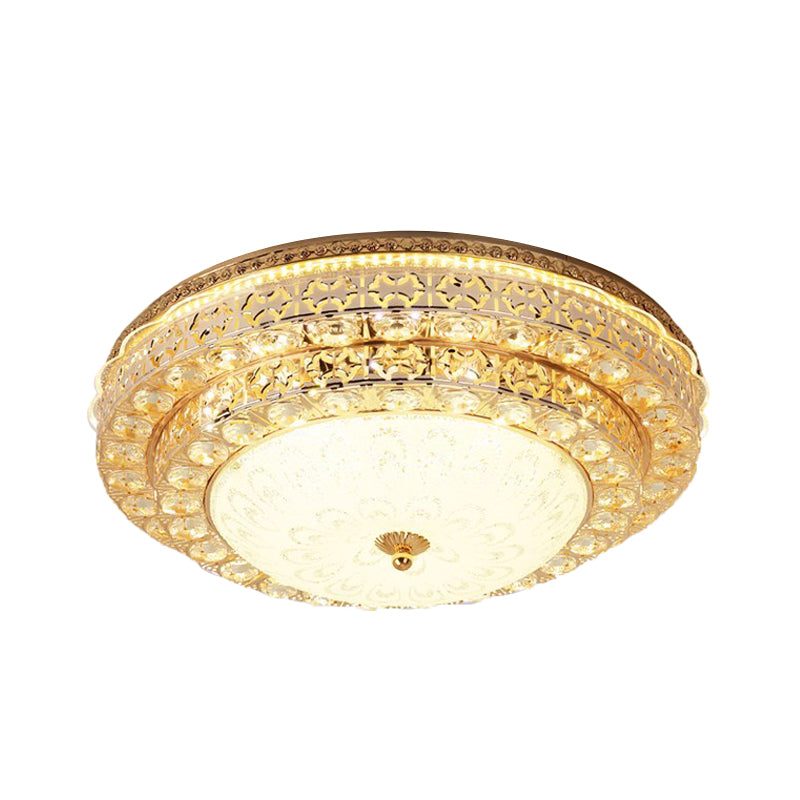Gold Modernist Crystal Flushmount LED Bedroom Ceiling Light - 2-Tier Circle Design"

or

"2-Tier Circle Flushmount Crystal LED Ceiling Light - Modernist Gold Fixture for Bedroom