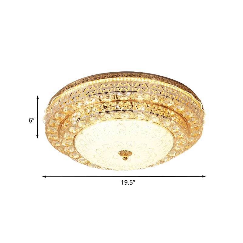 Gold Modernist Crystal Flushmount LED Bedroom Ceiling Light - 2-Tier Circle Design"

or

"2-Tier Circle Flushmount Crystal LED Ceiling Light - Modernist Gold Fixture for Bedroom
