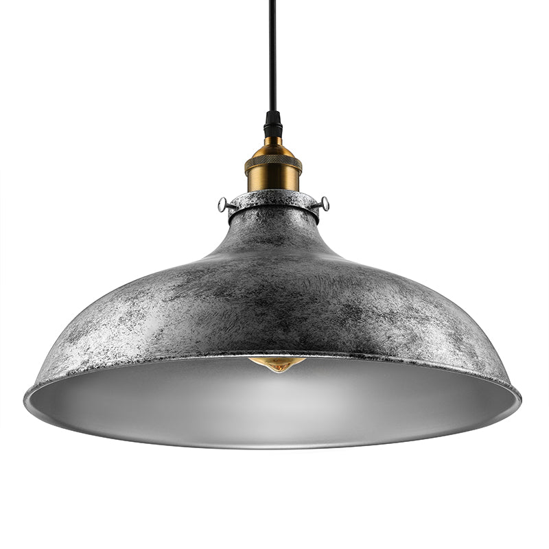 Stylish Silver Gray Iron Dome Ceiling Light with Cord for Living Room Décor