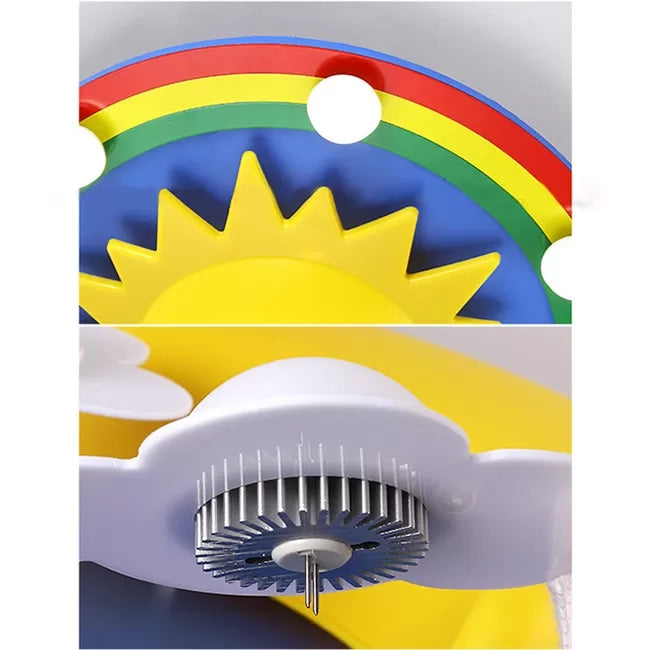 Smiling Sun Flush Ceiling Light in Yellow for Game Room - Cartoon Design, Wood Finish