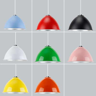 Vintage Stylish Aluminum Ceiling Light Fixture With Dome Shade - White/Red 1 Head Ideal For Dining