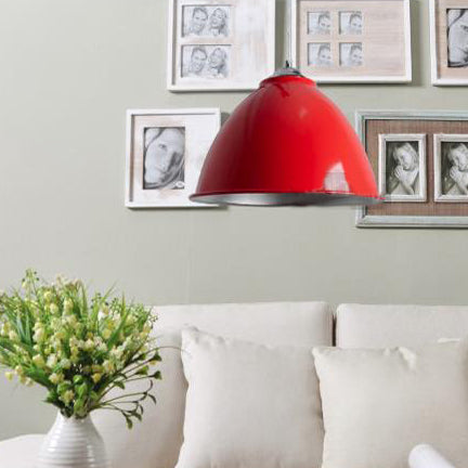 Vintage Stylish Aluminum Ceiling Light Fixture With Dome Shade - White/Red 1 Head Ideal For Dining